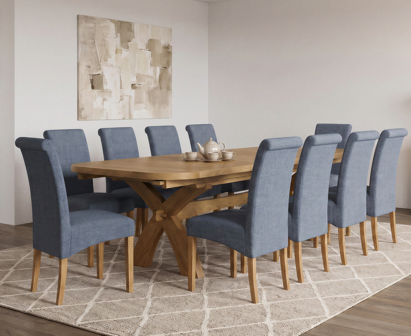 Bernini 110cm Glass Dining Table with 4 Grey Vigo Chairs