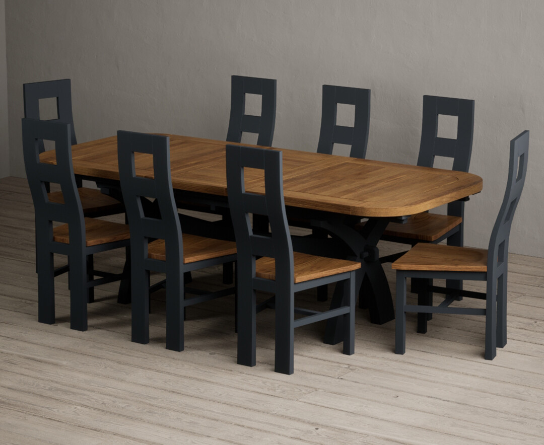 York 150cm Solid Oak Dining Table with 4 Light Grey York Chairs and 2 Oak Benches