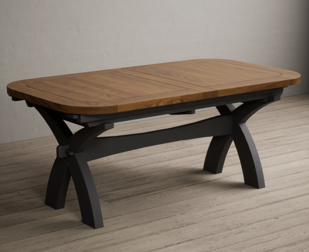 Extending Olympia 180cm Oak And Charcoal Grey Painted Dining Table
