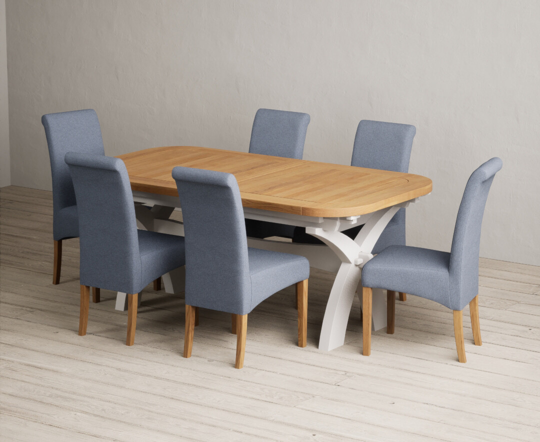York 150cm Solid Oak Dining Table with 4 Light Grey York Chairs and 2 Oak Benches