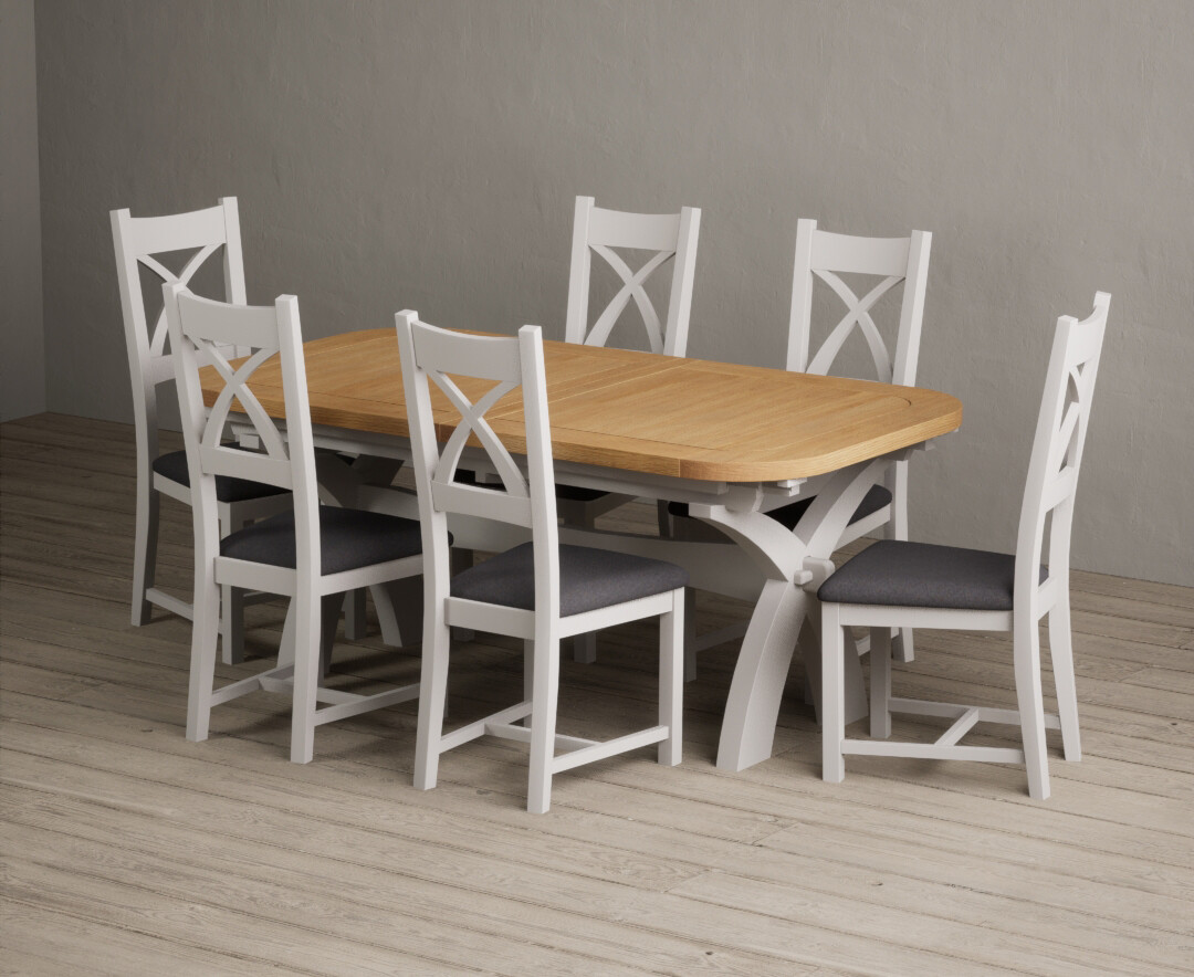 Colby 200cm Oval White Marble Dining Table with 6 Grey Sienna Chairs