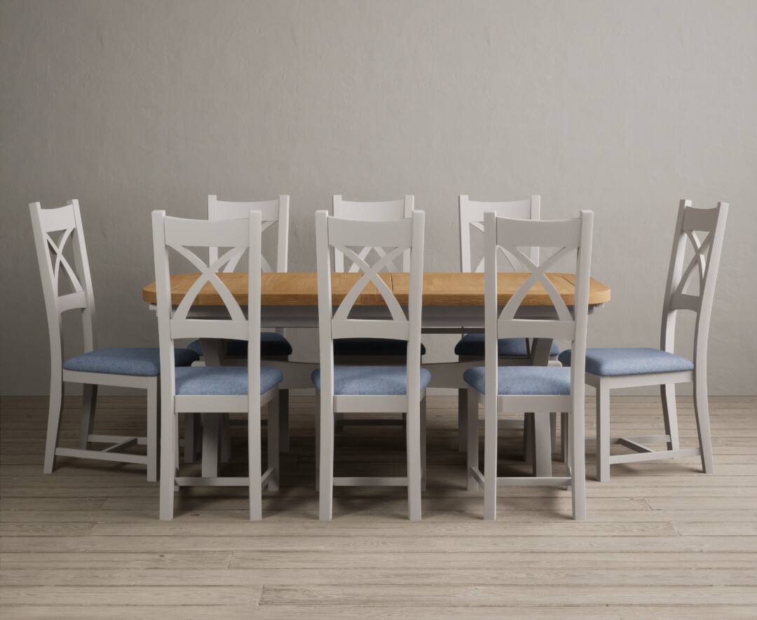 Colby 200cm Oval White Marble Dining Table with 6 Grey Lorenzo Chairs