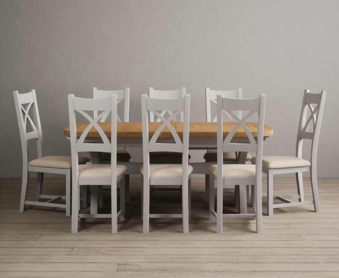 Colby 200cm Oval White Marble Dining Table with 6 Grey Lorenzo Chairs
