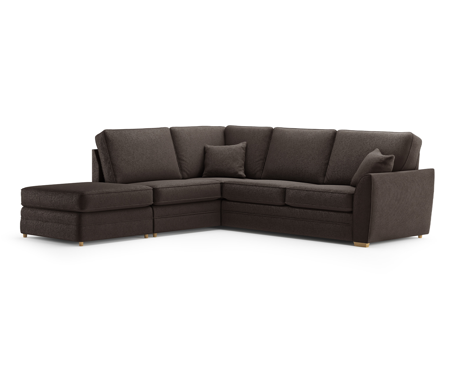 Bella Chocolate Fabric Large Left Hand Facing Chaise Corner Sofa