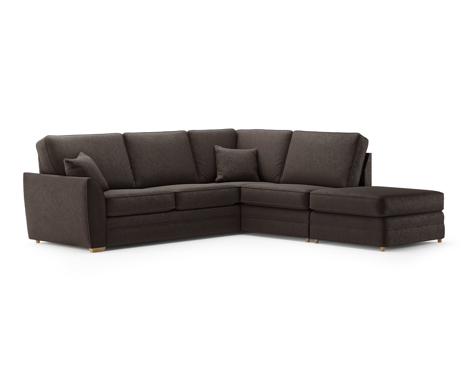 Bella Chocolate Fabric Large Right Hand Facing Chaise Corner Sofa