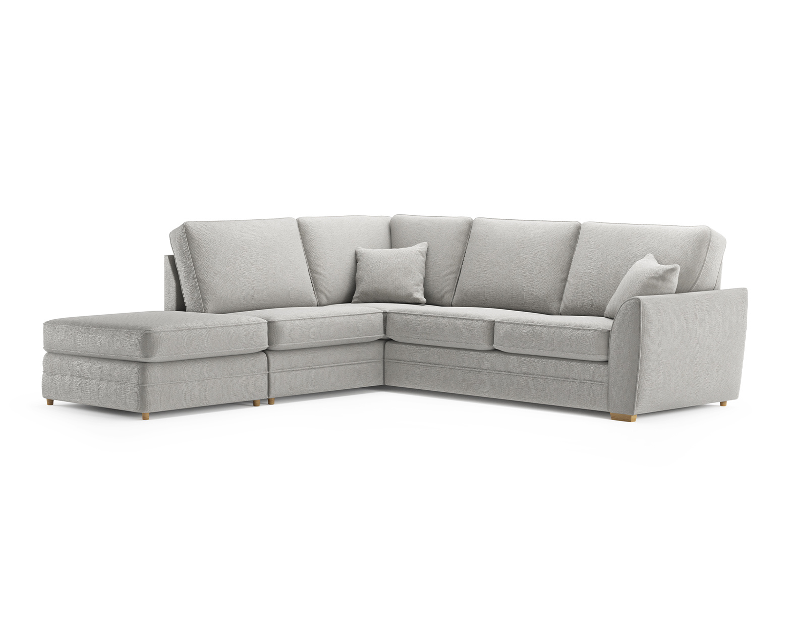 Bella Silver Fabric Large Left Hand Facing Chaise Corner Sofa