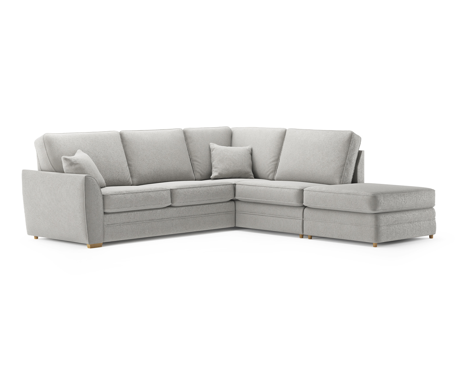 Bella Silver Fabric Large Right Hand Facing Chaise Corner Sofa