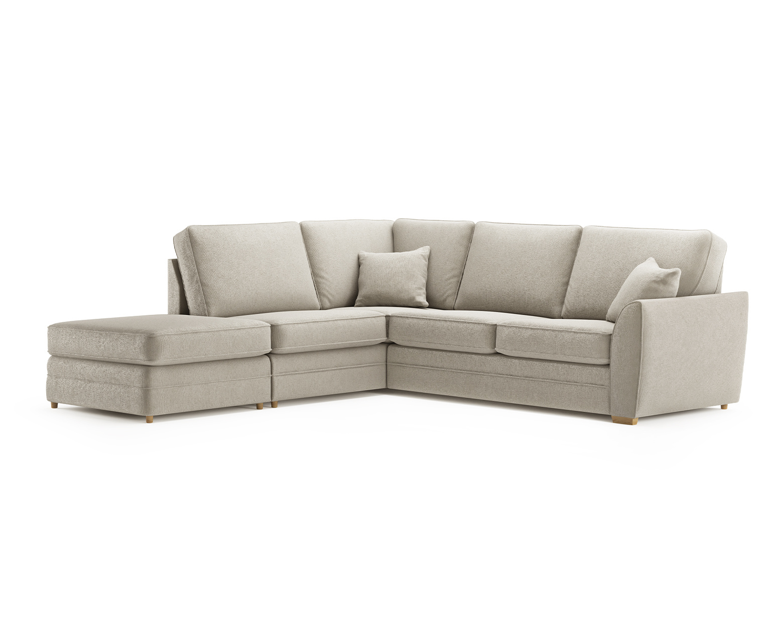 Bella Stone Fabric Large Left Hand Facing Chaise Corner Sofa