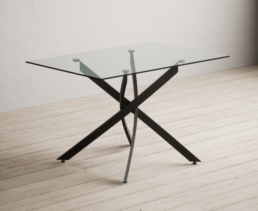 Bernini 120cm Black Leg Rectangular Glass Dining Table