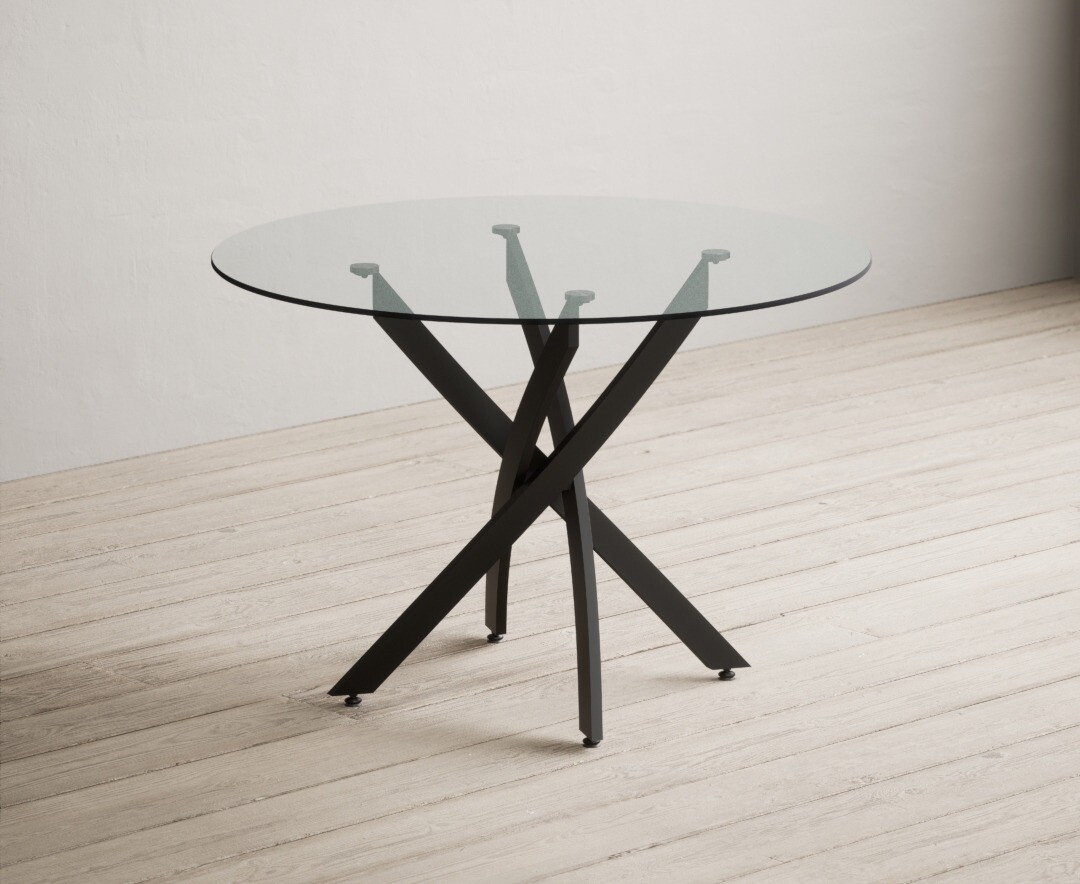 Bernini 110cm Black Leg Glass Dining Table