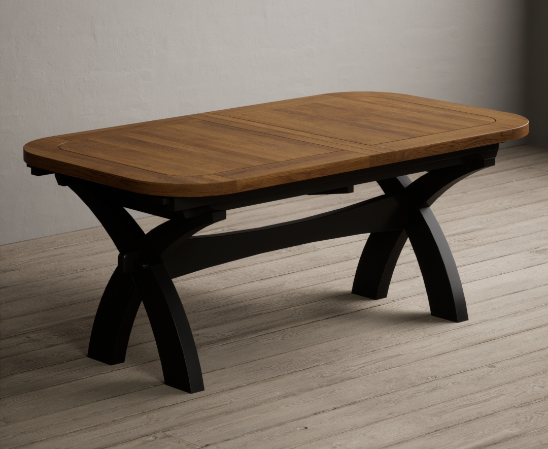 Extending Olympia 180cm Oak and Black Painted Dining Table
