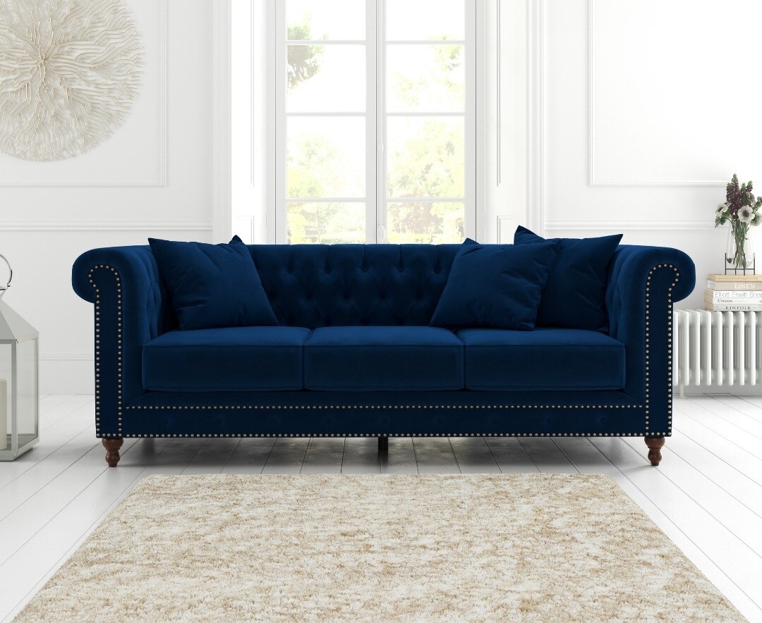 Westminster Chesterfield Blue Velvet 3 Seater Sofa