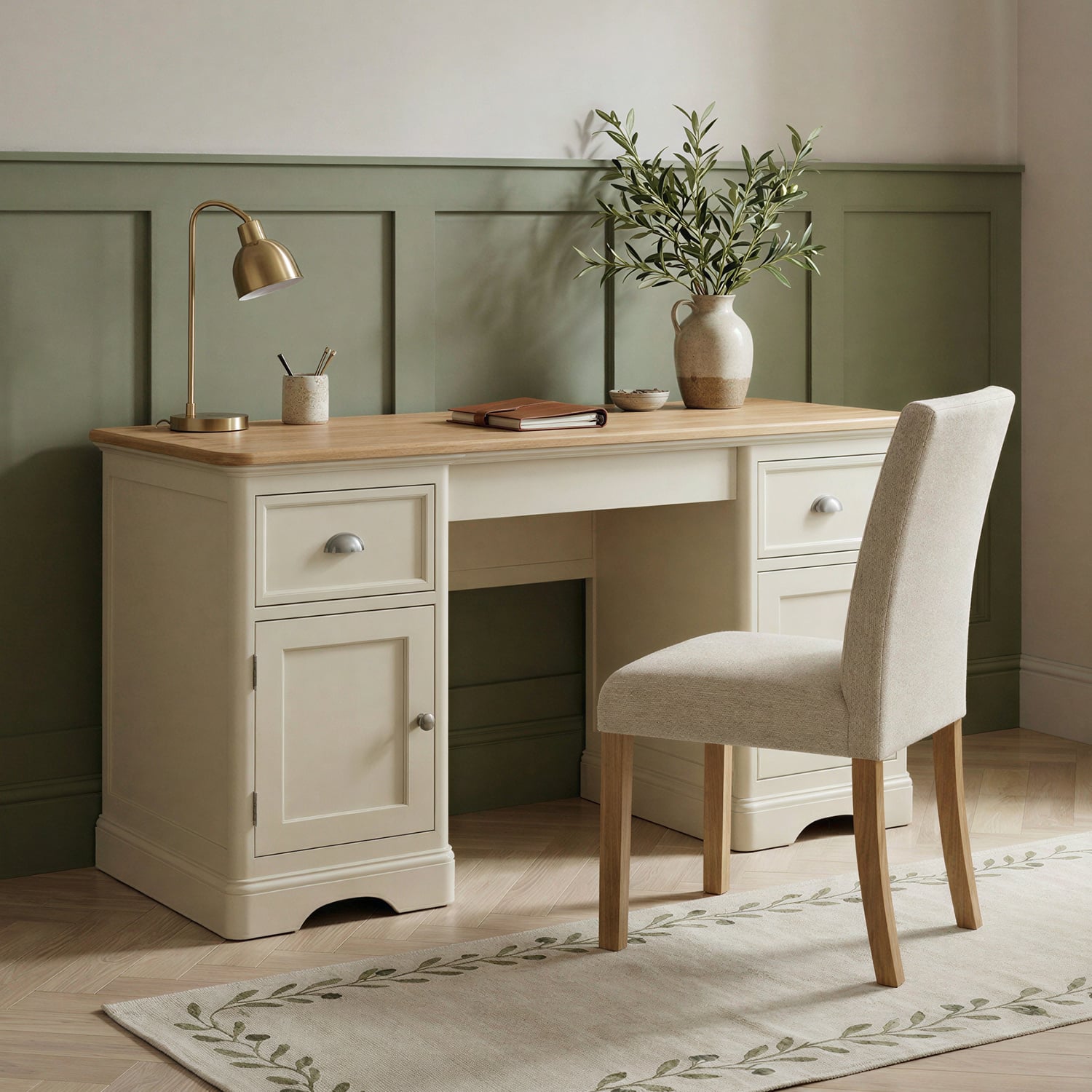 Madley Oak and Cream Painted Computer Desk