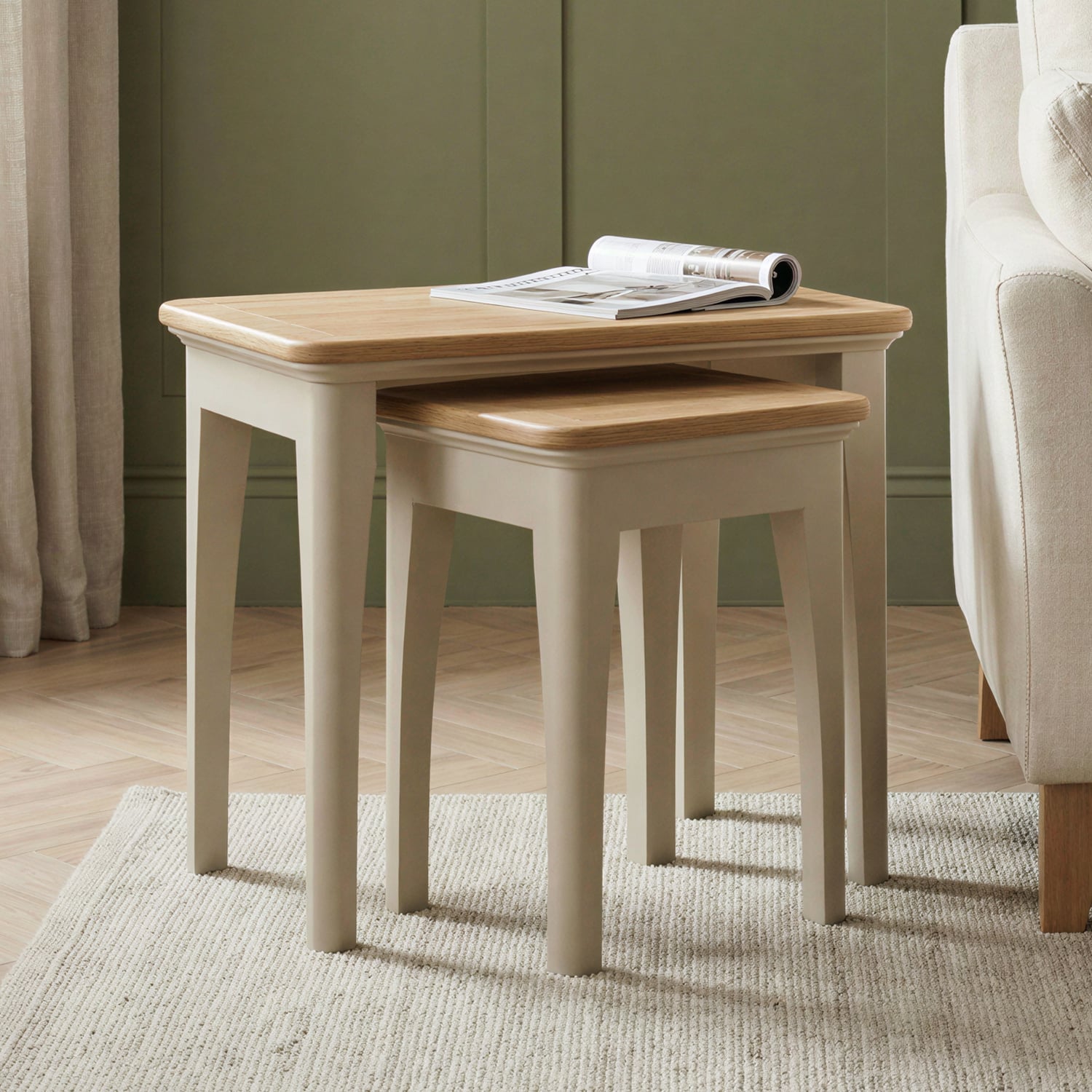 Madley Oak and Cream Painted Nest Of Tables