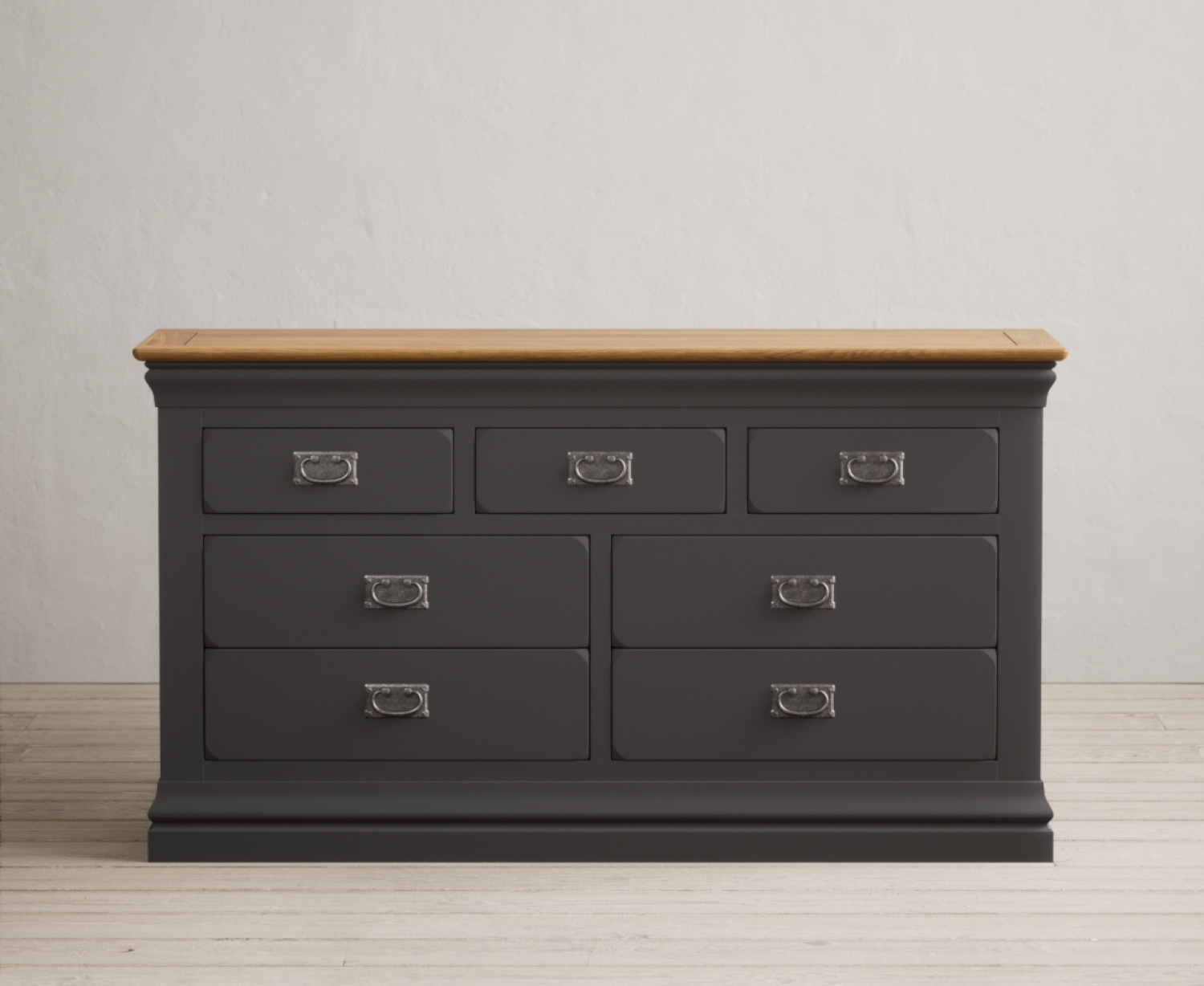 Charwood Oak And Charcoal Painted Wide Chest Of Drawers