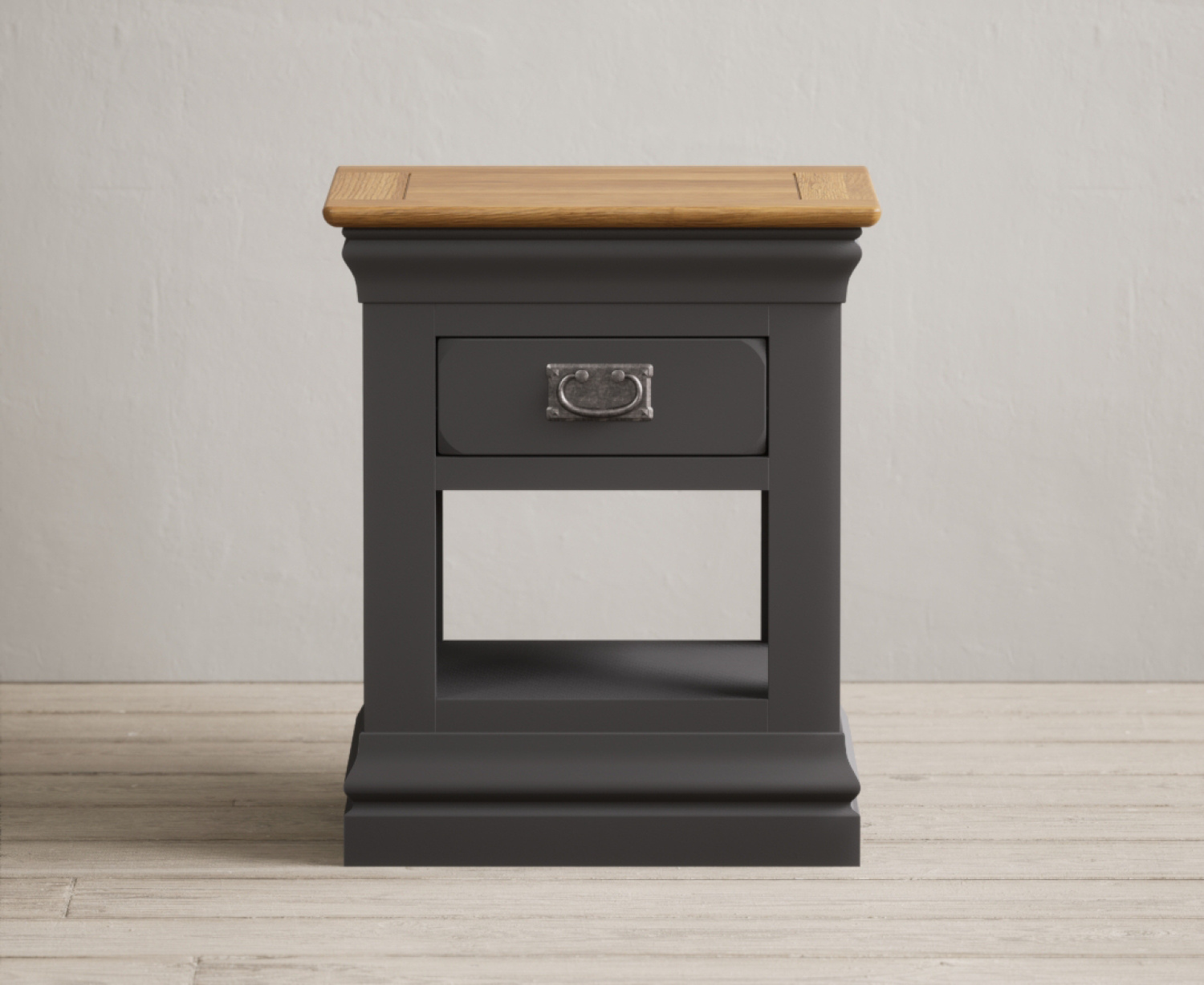 Charwood Oak And Charcoal Painted 1 Drawer Bedside Table