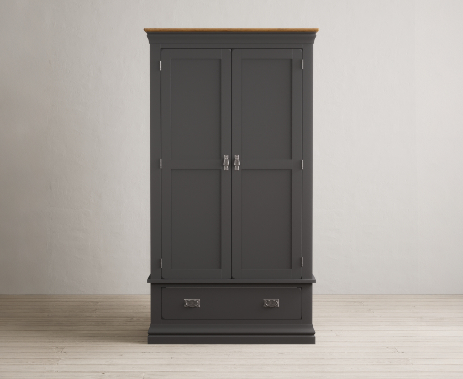 Charwood Oak And Charcoal Painted Double Wardrobe