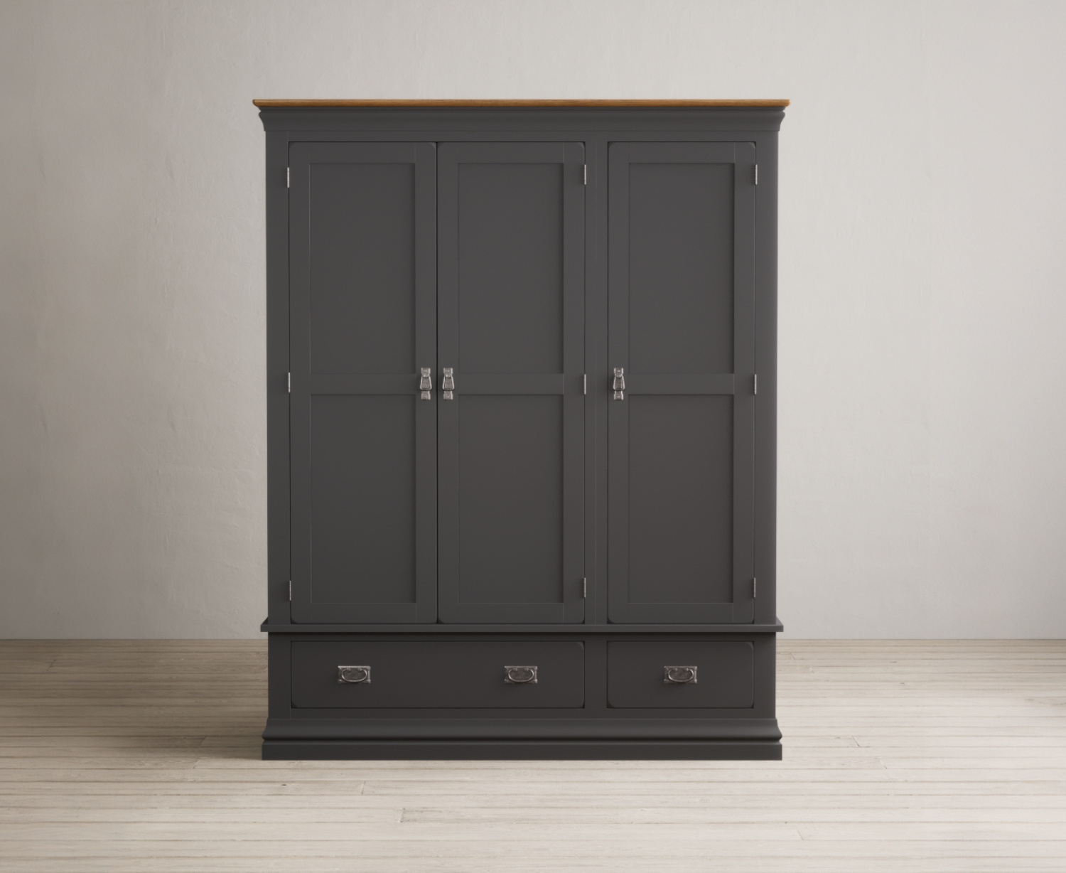 Charwood Oak And Charcoal Painted Triple Wardrobe