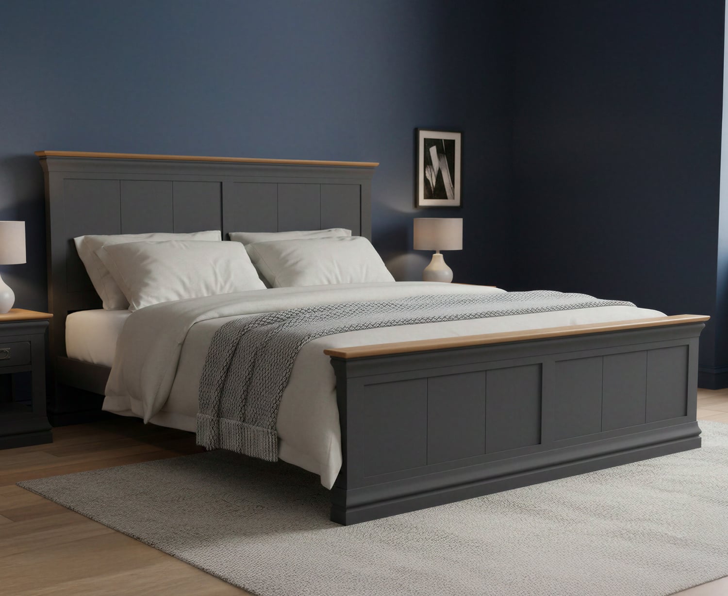 Charwood Oak And Charcoal Painted Double Bed