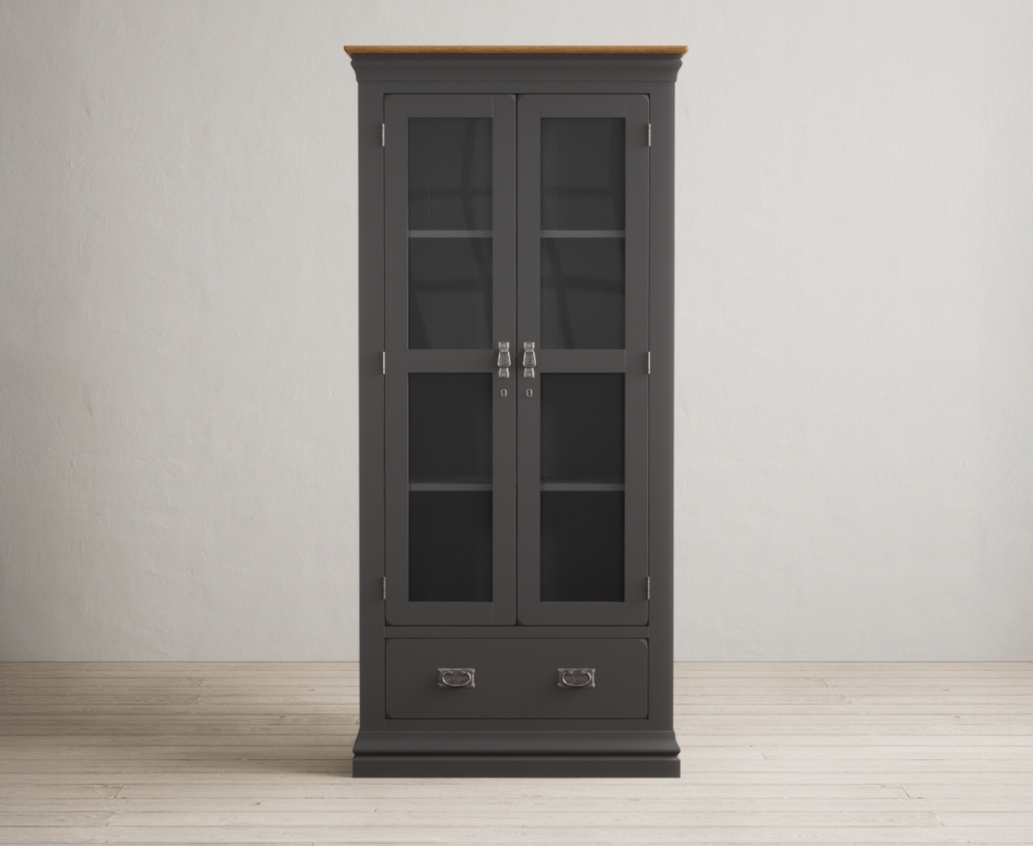 Charwood Oak And Charcoal Painted Display Cabinet