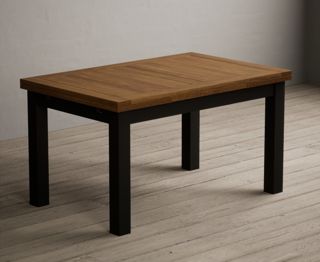 Extending Buxton 140cm Oak and Black Painted Dining Table