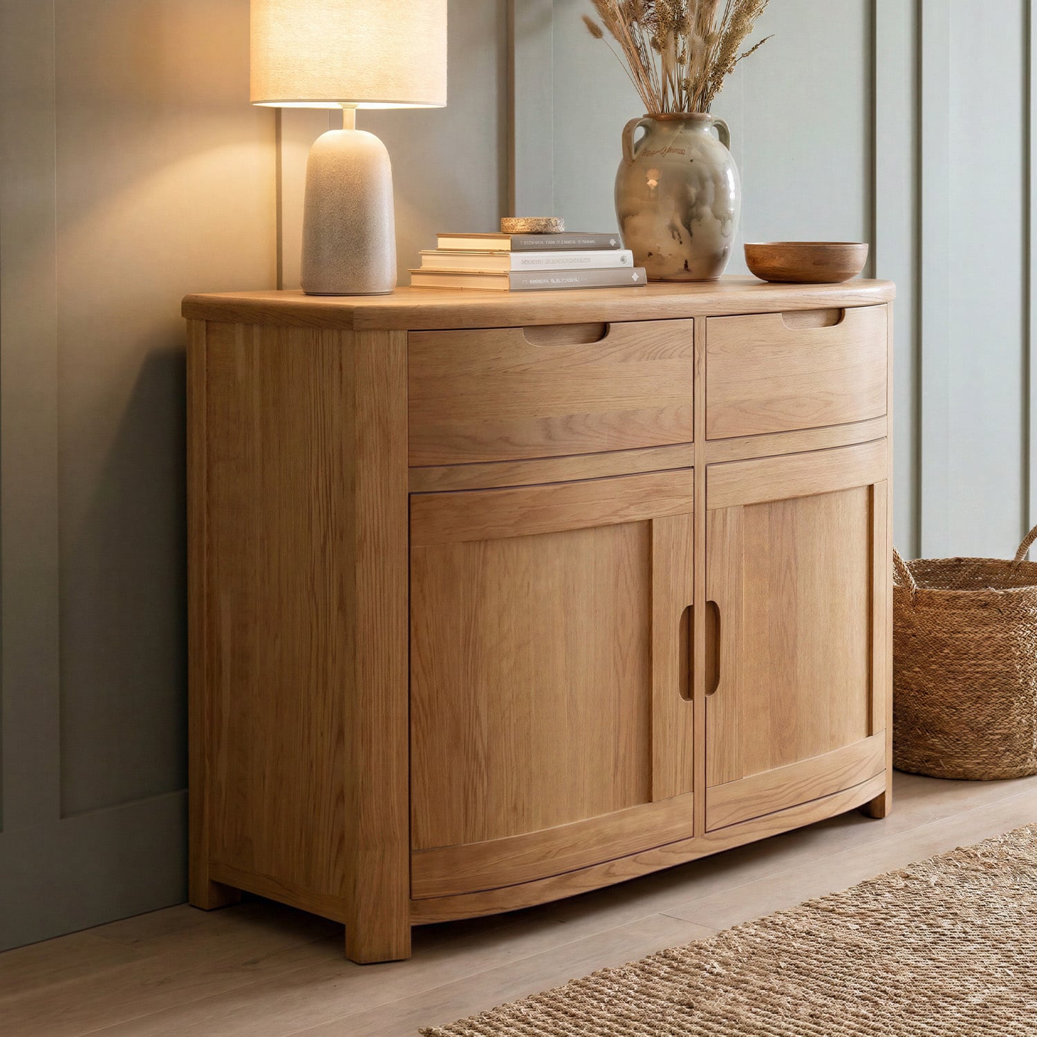 Somerton Curved Solid Oak Small Sideboard