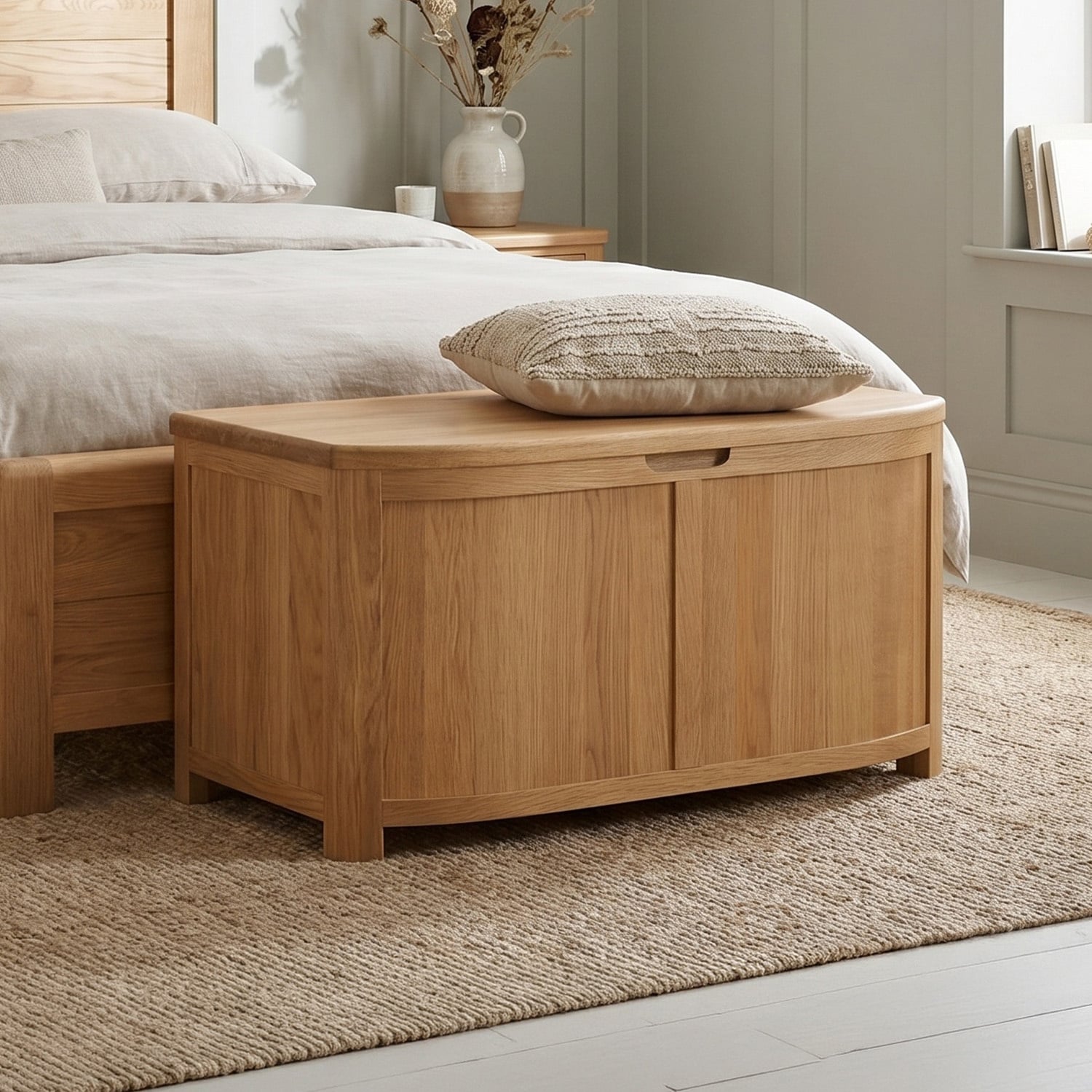 Somerton Curved Solid Oak Blanket Box