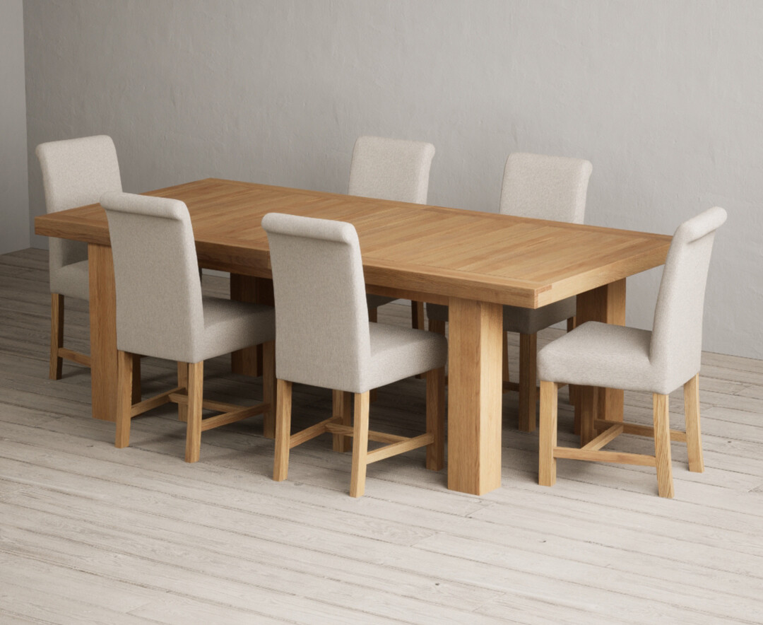 Extending Callington 230cm Oak Dining Table With 12 Grey Braced Chairs