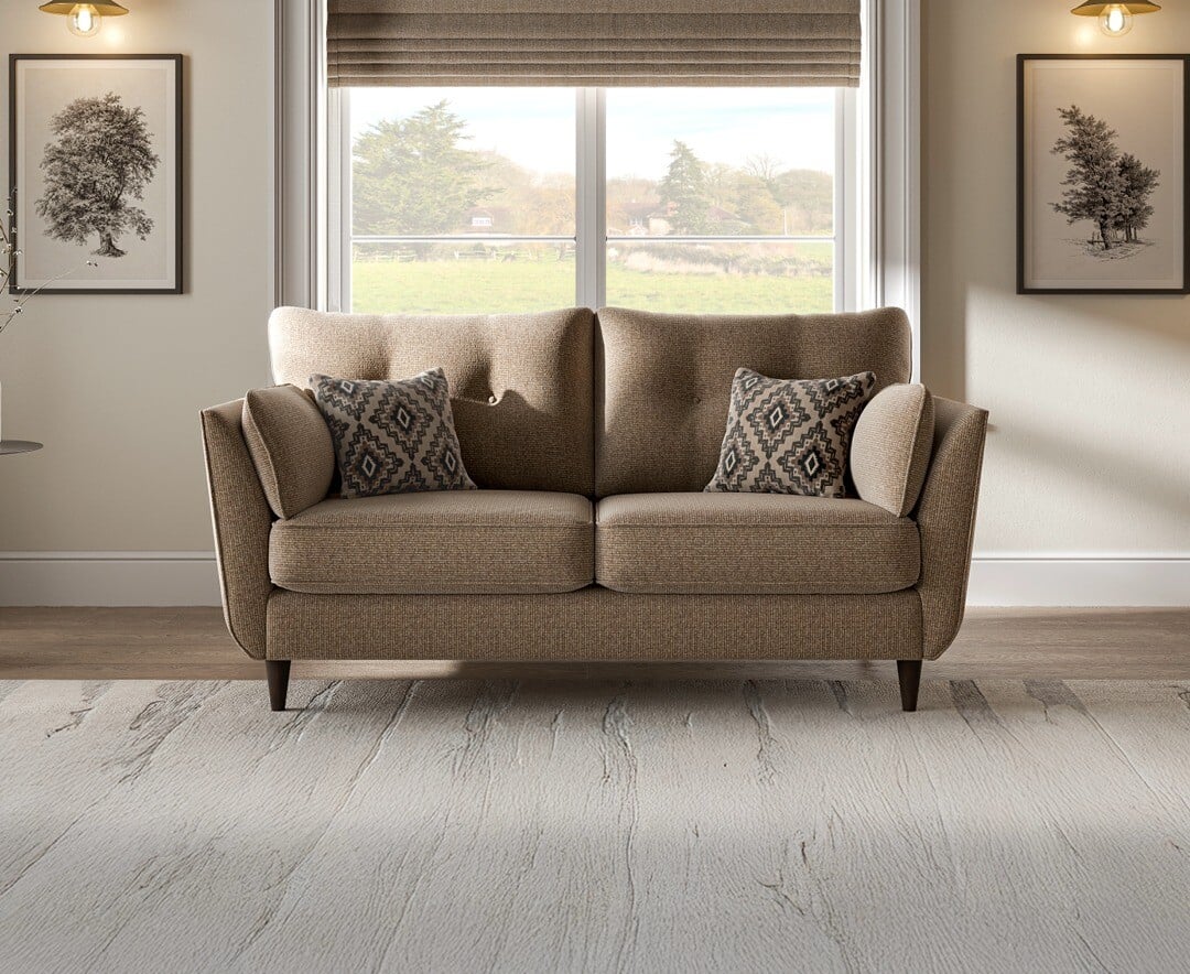 Capri Caramel Fabric 2 Seater Sofa