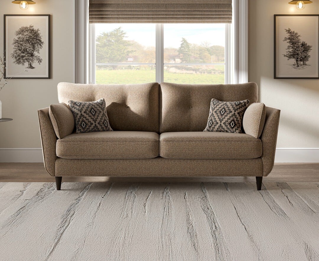 Capri Caramel Fabric 3 Seater Sofa