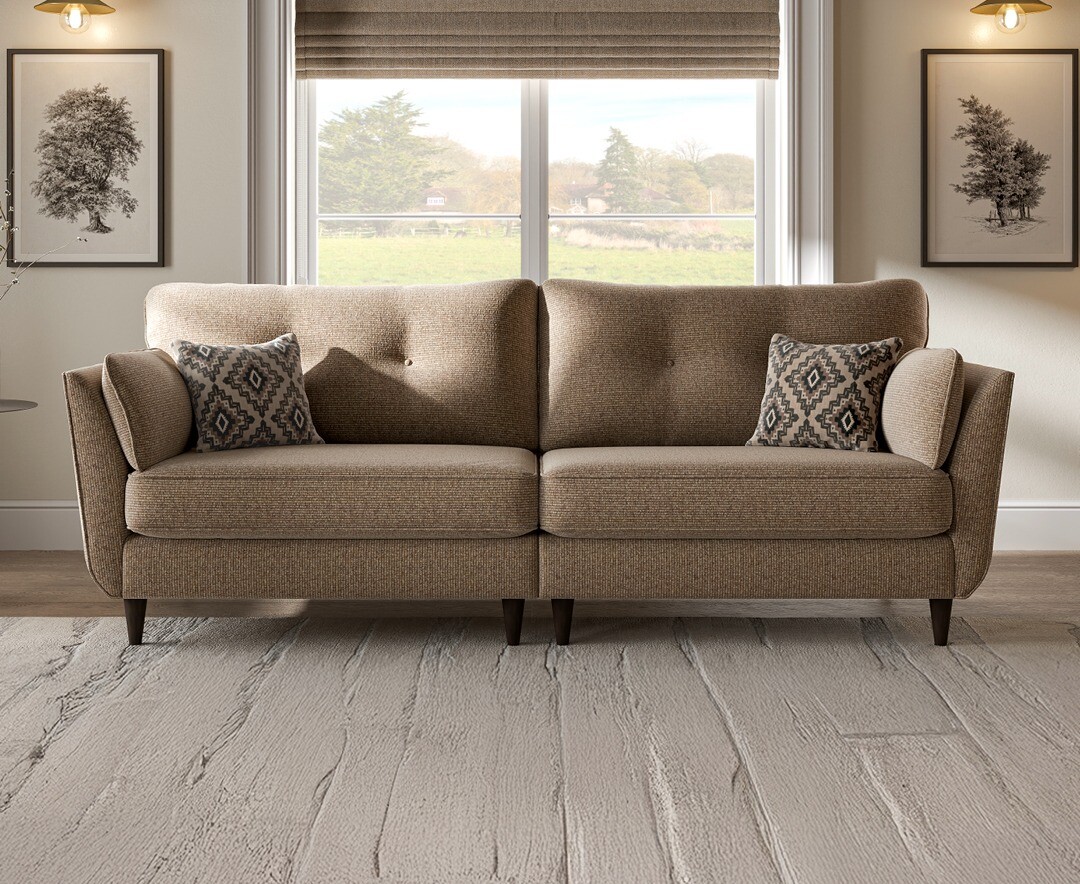 Capri Caramel Fabric 4 Seater Sofa