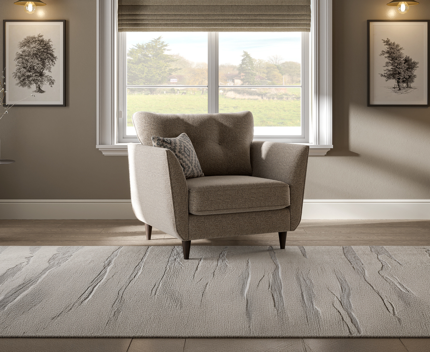 Capri Mushroom Fabric Armchair