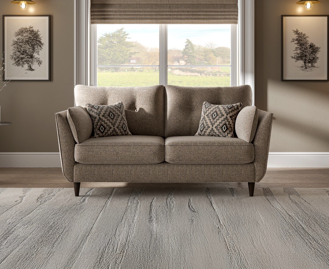 Capri Mushroom Fabric 2 Seater Sofa