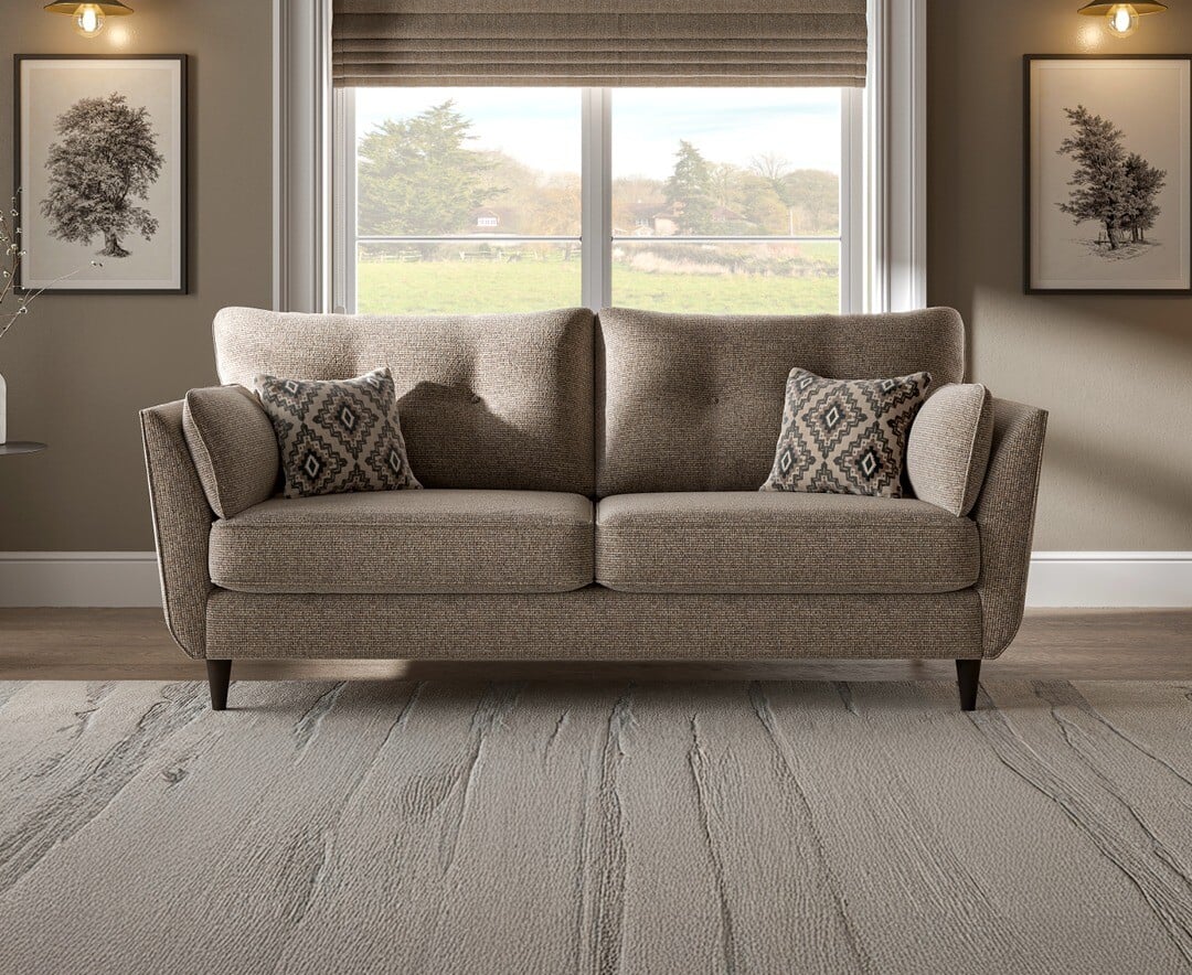 Capri Mushroom Fabric 3 Seater Sofa