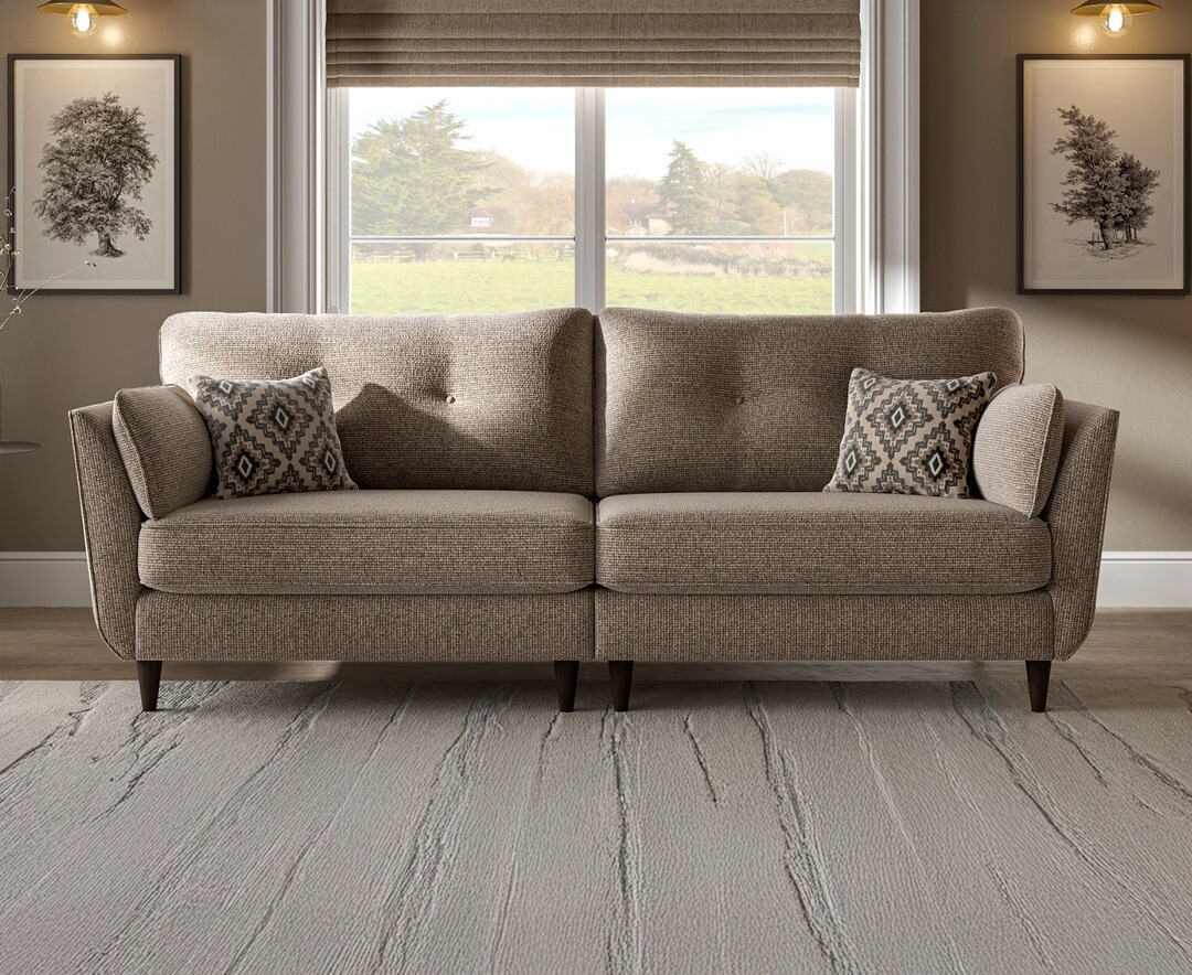 Capri Mushroom Fabric 4 Seater Sofa