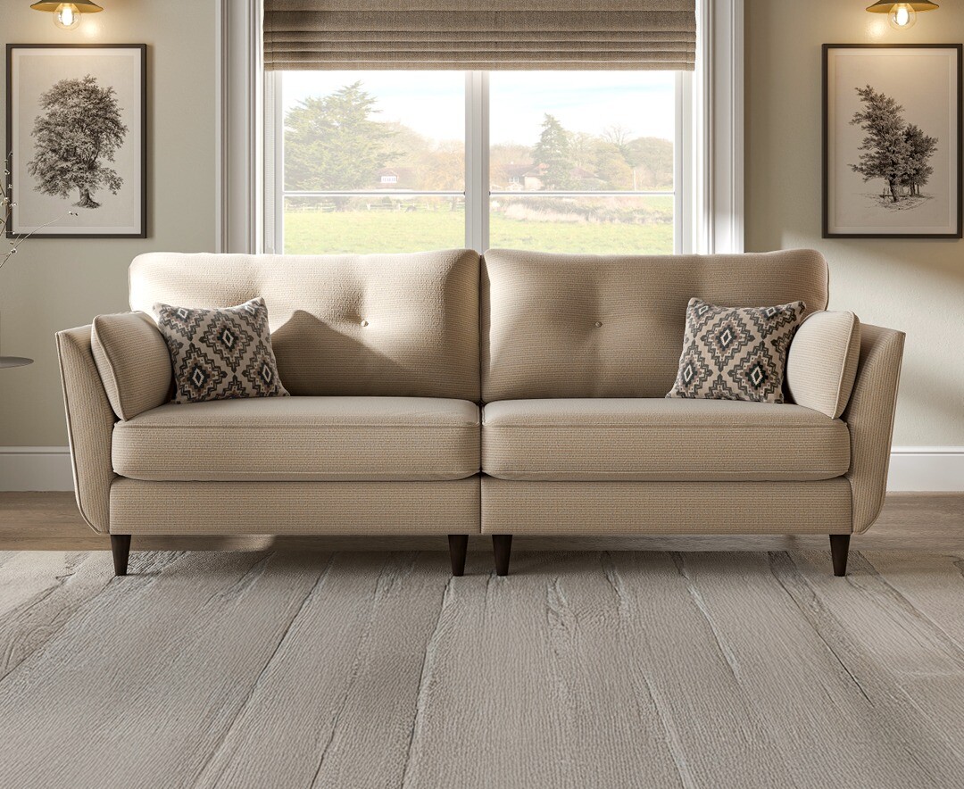 Capri Natural Fabric 4 Seater Sofa