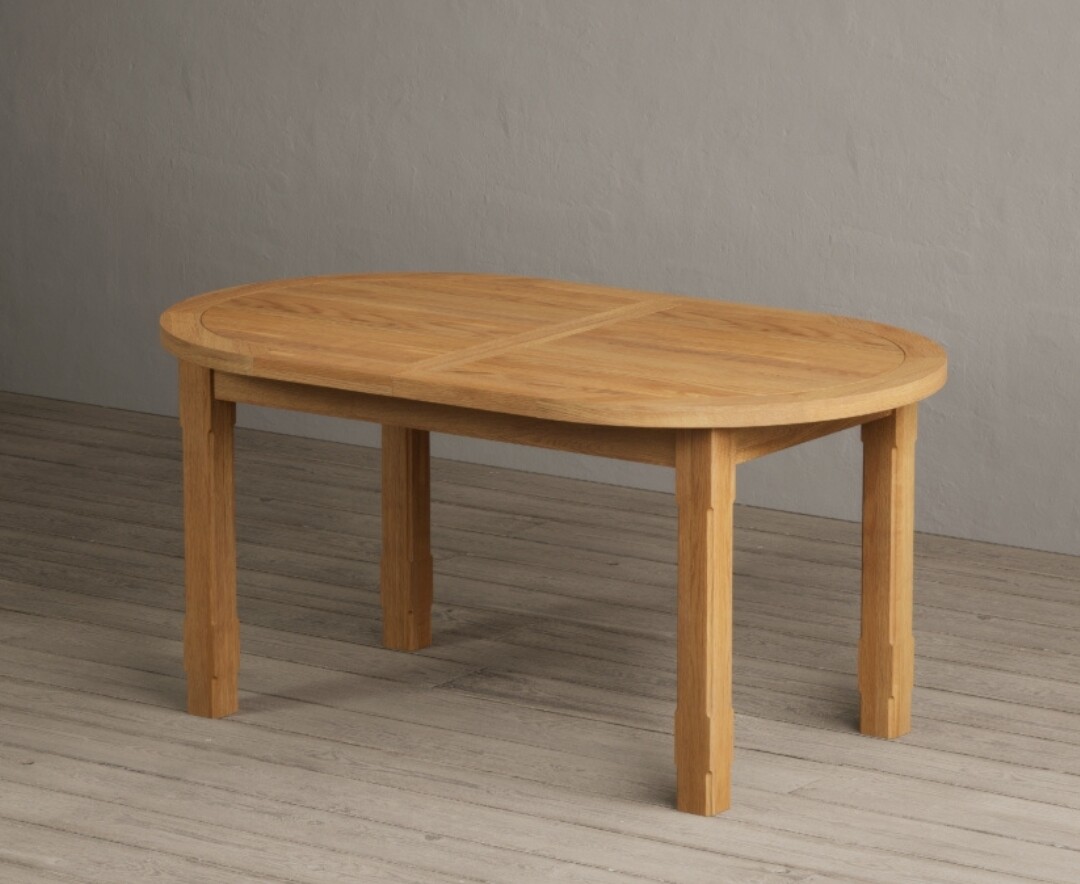 Extending Caversham Oak Oval Dining Table with 6 Grey Braced Chairs