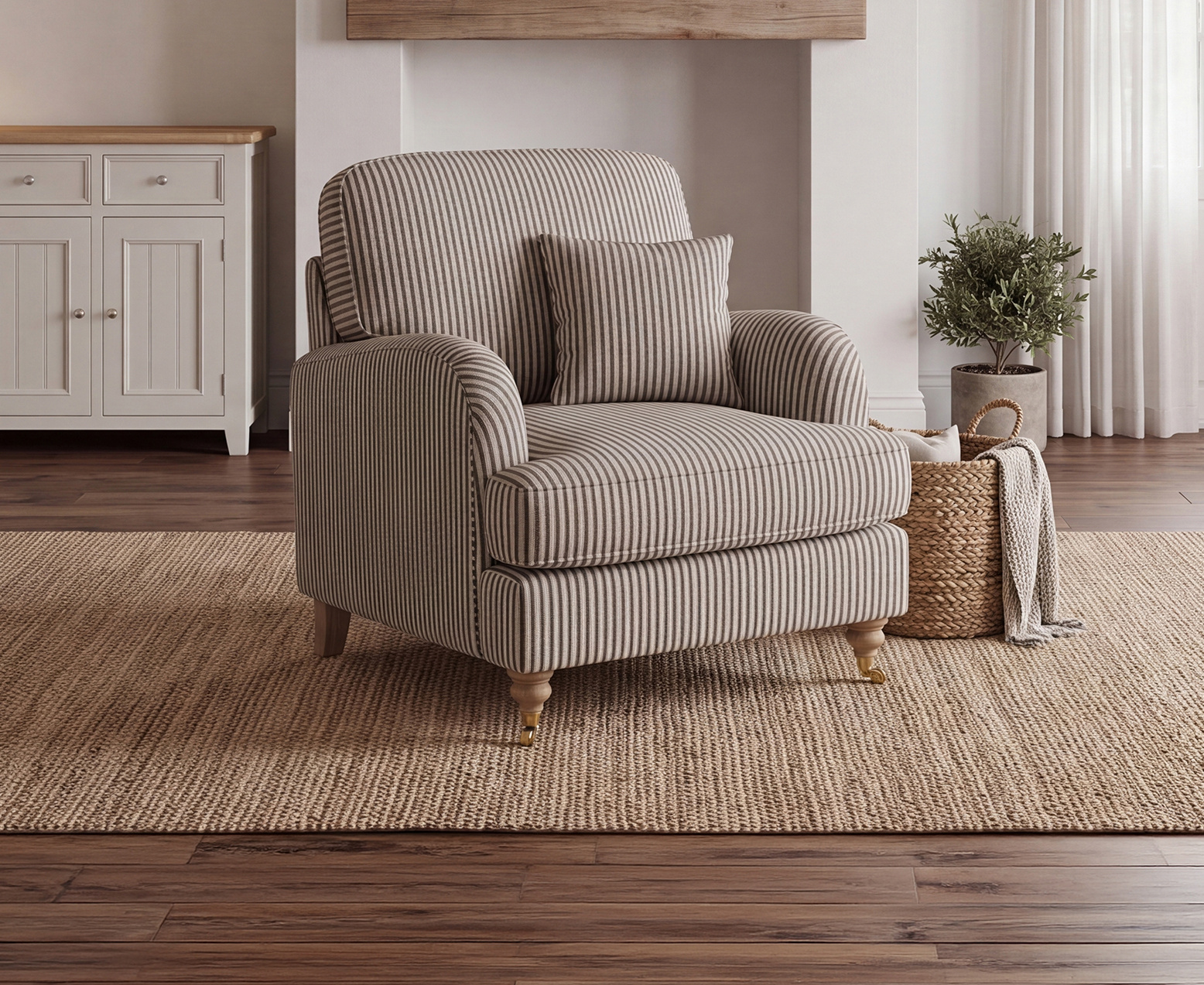 Chilworth Cove Grey Striped Fabric Armchair
