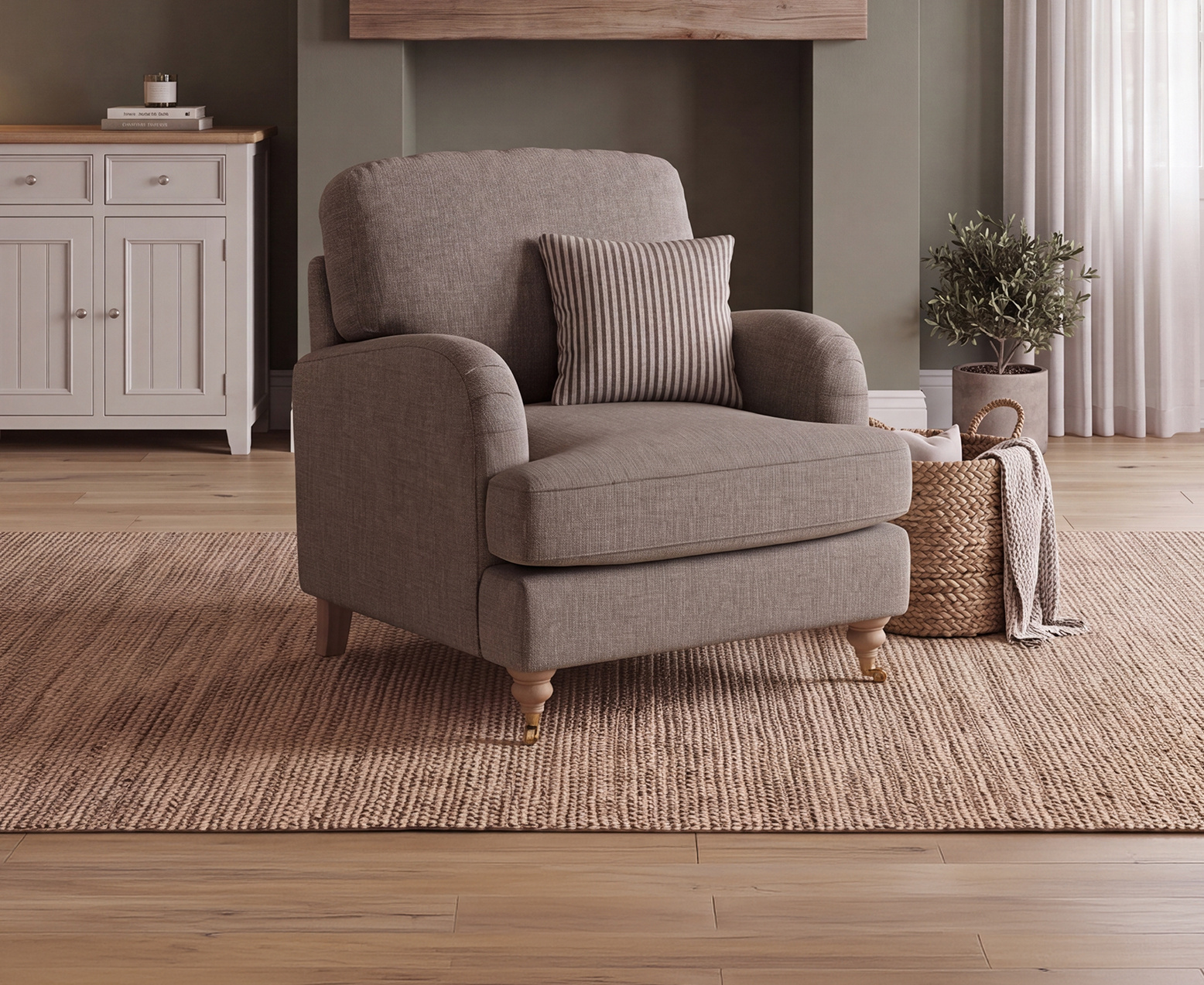Chilworth Grey Fabric Armchair with Grey Cushion