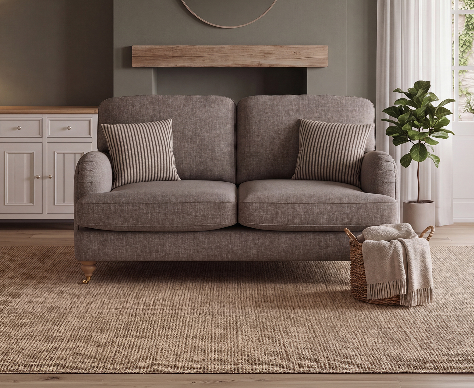 Chilworth Grey Fabric 2 Seater Sofa with Grey Cushions