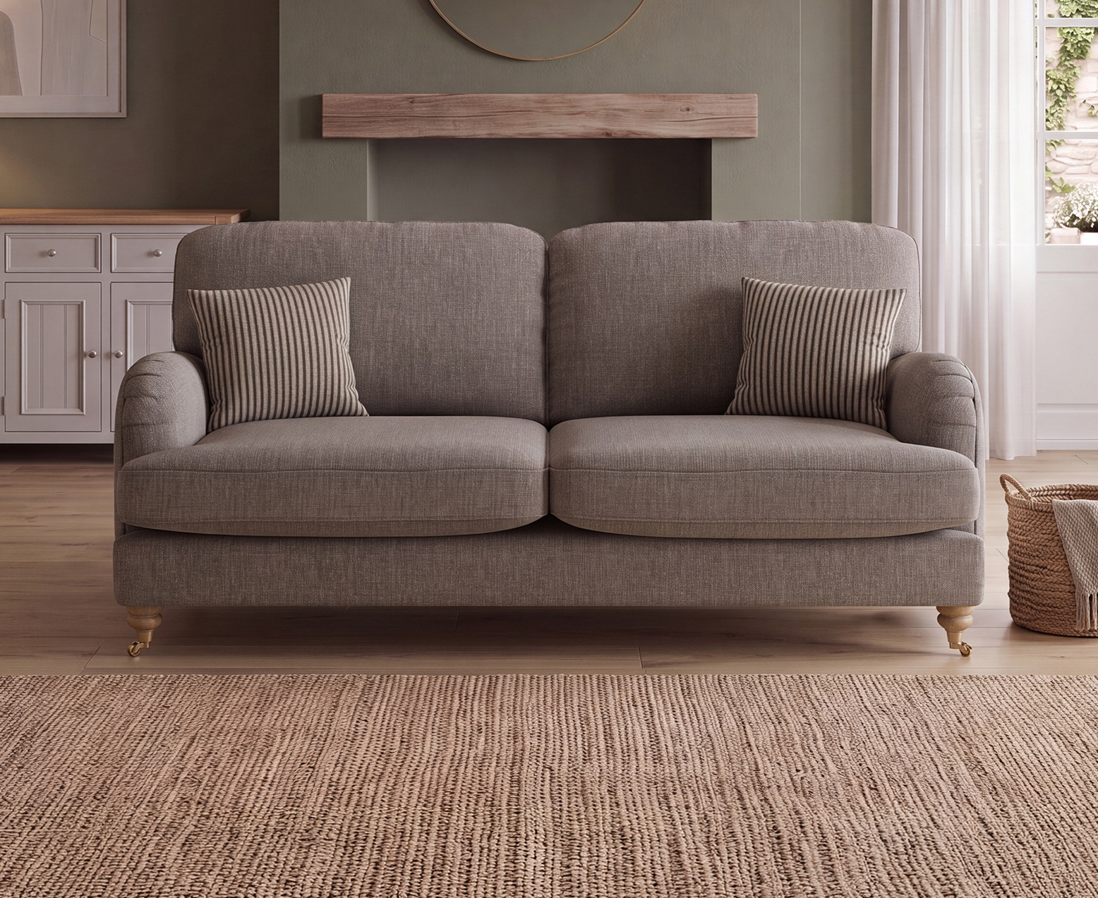 Chilworth Grey Fabric 3 Seater Sofa with Grey Cushions
