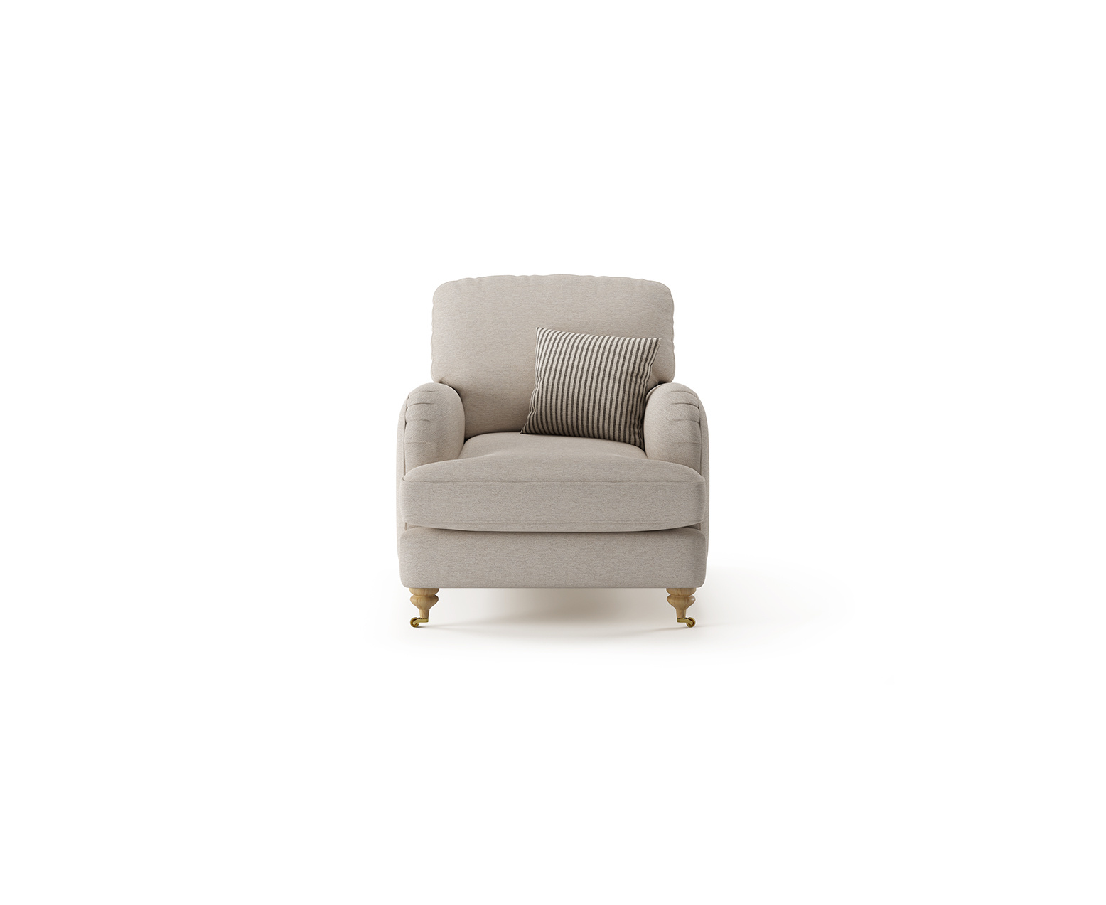 Chilworth Natural Fabric Armchair with Grey Cushion