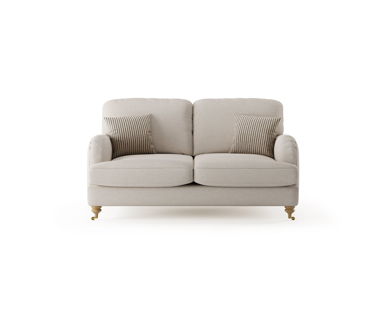 Chilworth Natural Fabric 2 Seater Sofa with Grey Cushions