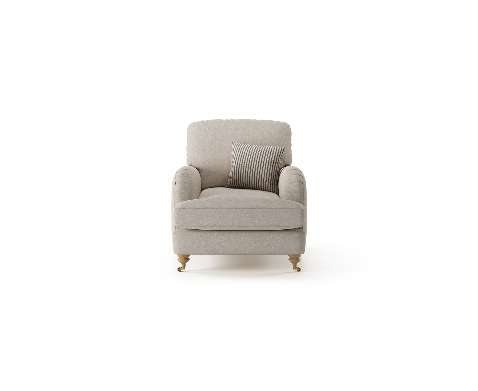 Chilworth Natural Fabric Armchair with Navy Cushion
