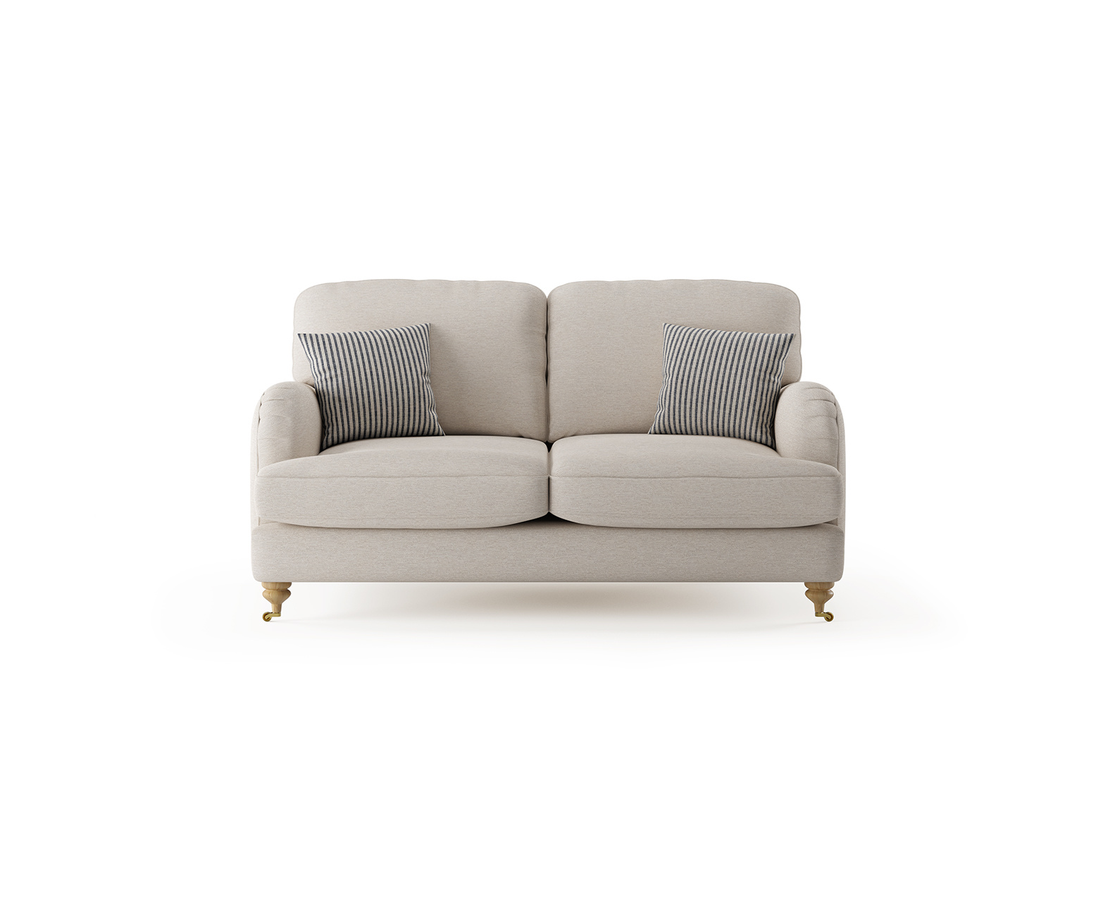 Chilworth Natural Fabric 2 Seater Sofa with Navy Cushions