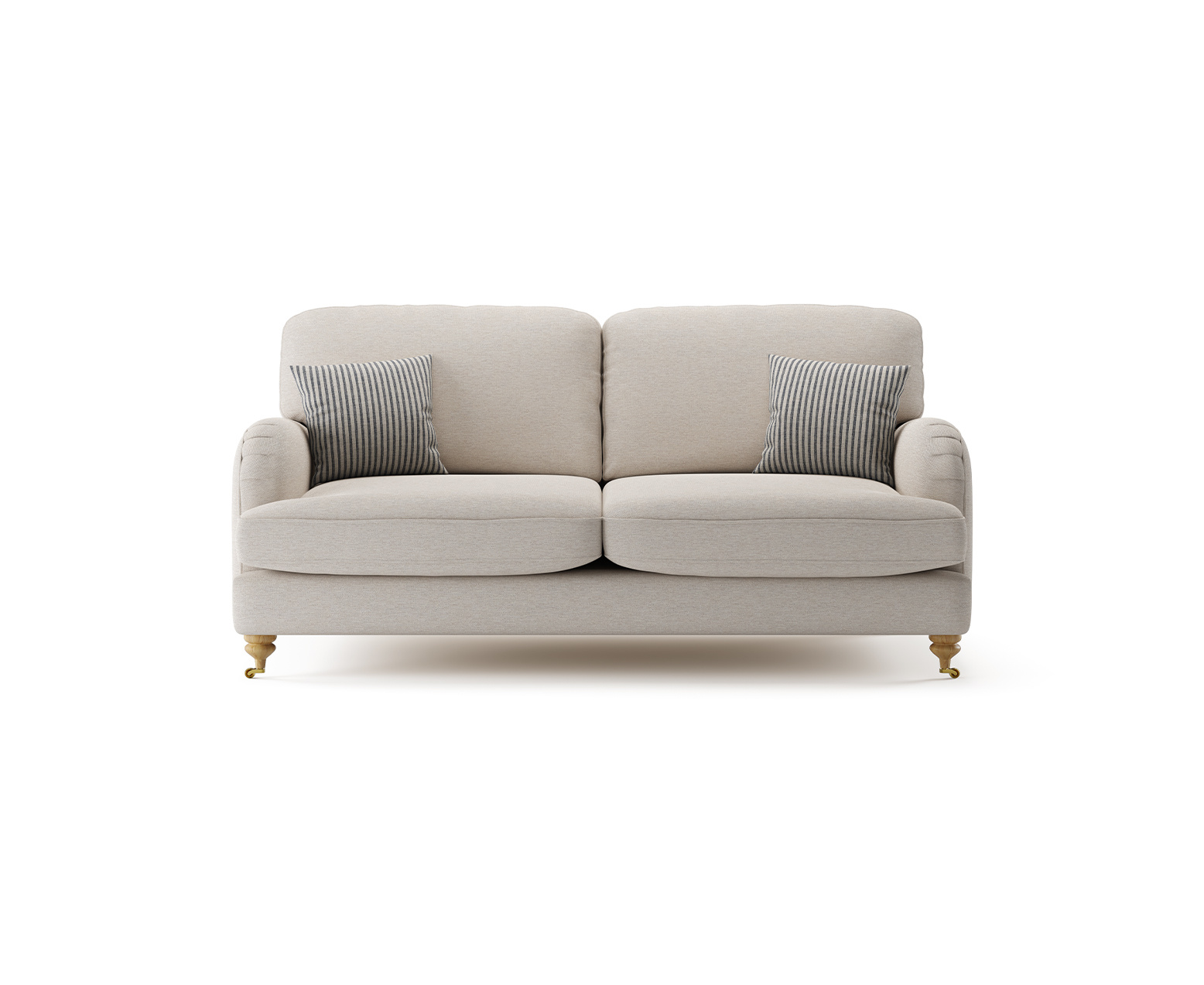 Chilworth Natural Fabric 3 Seater Sofa with Navy Cushions