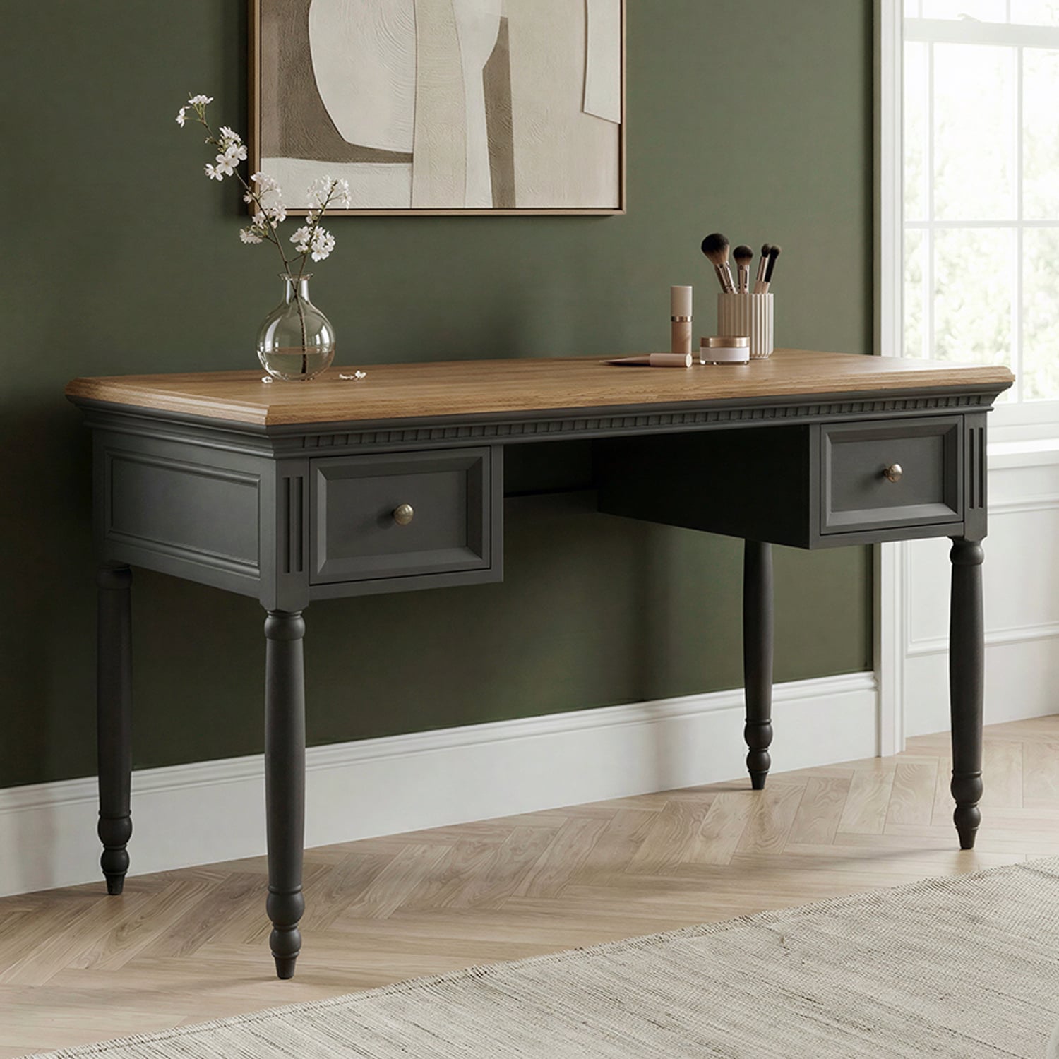 Francis Oak and Charcoal Grey Painted Dressing Table