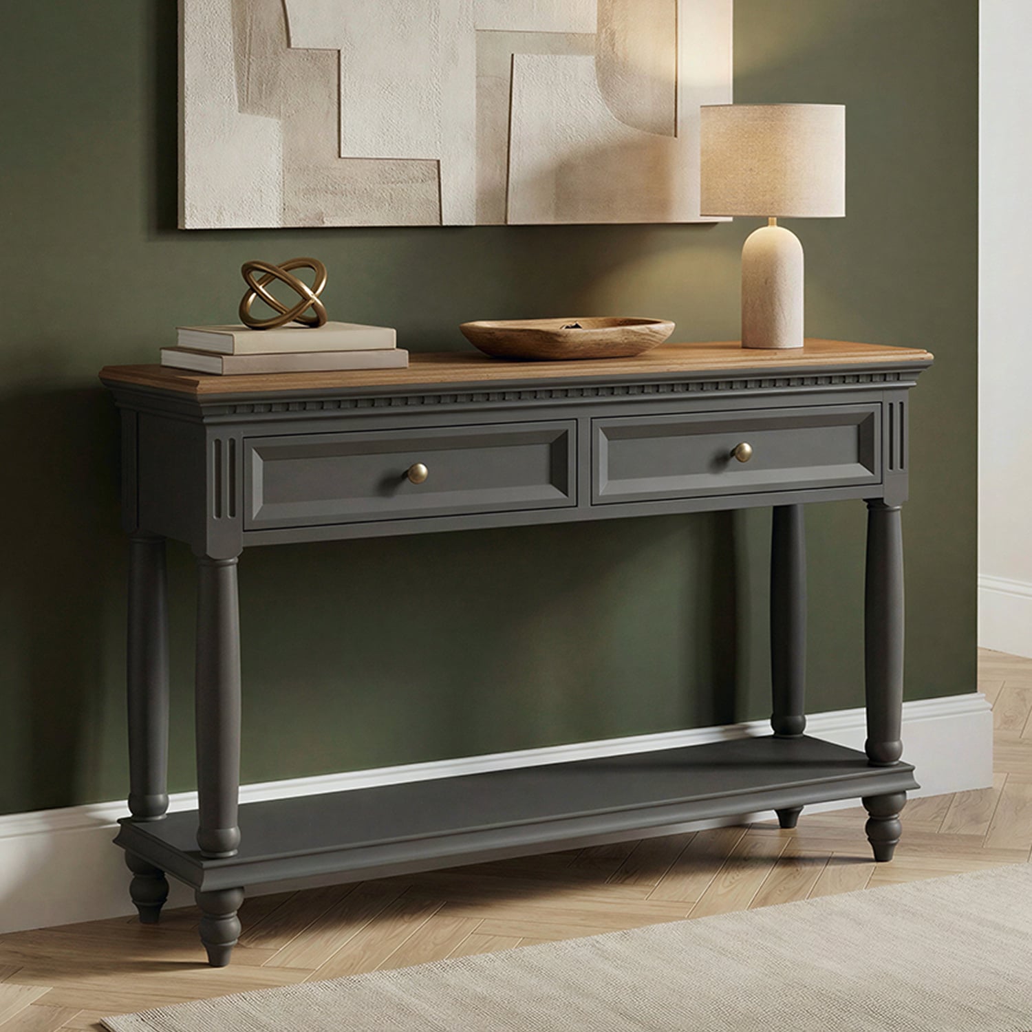 Francis Oak and Charcoal Grey Painted Console Table
