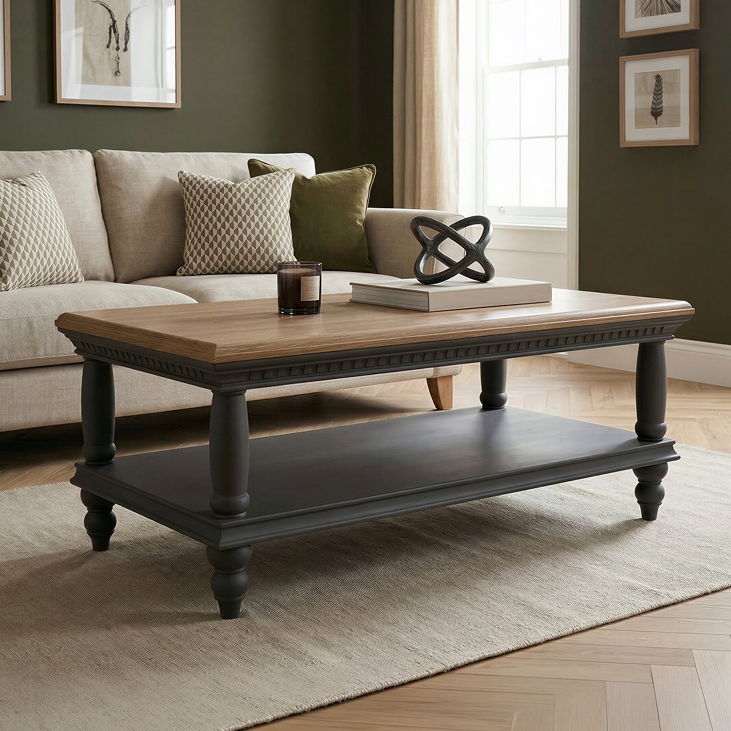 Francis Oak and Charcoal Grey Painted Petite Coffee Table