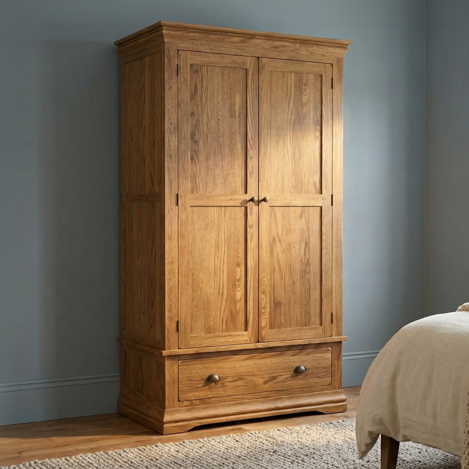 Burford Rustic Solid Oak Double Wardrobe